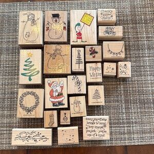 Christmas and Winter Themed Rubber Stamps Set